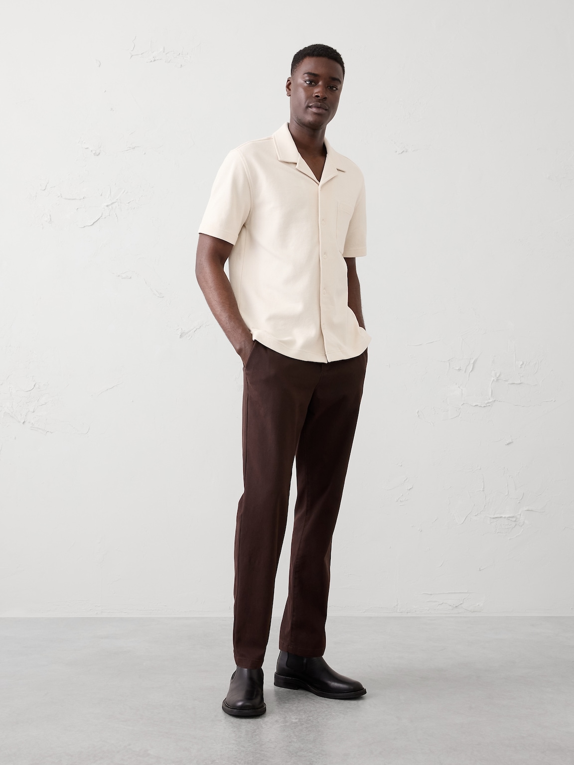 Standard-Fit Textured Resort Polo