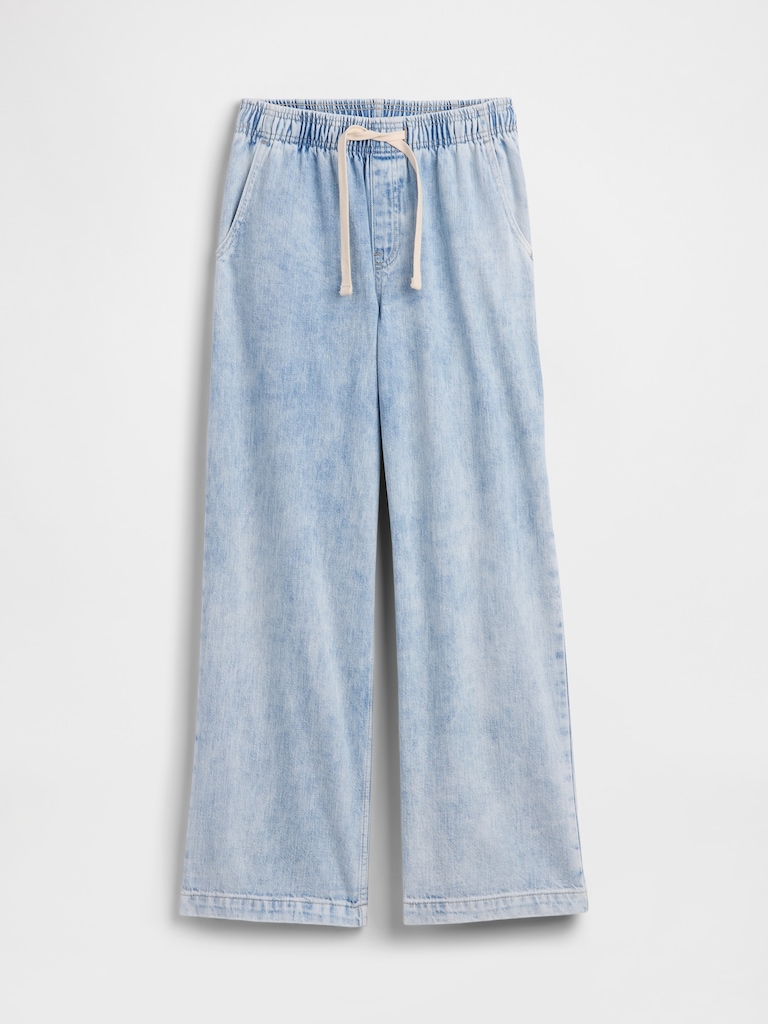 High Rise Pull-On Wide-Leg Jeans