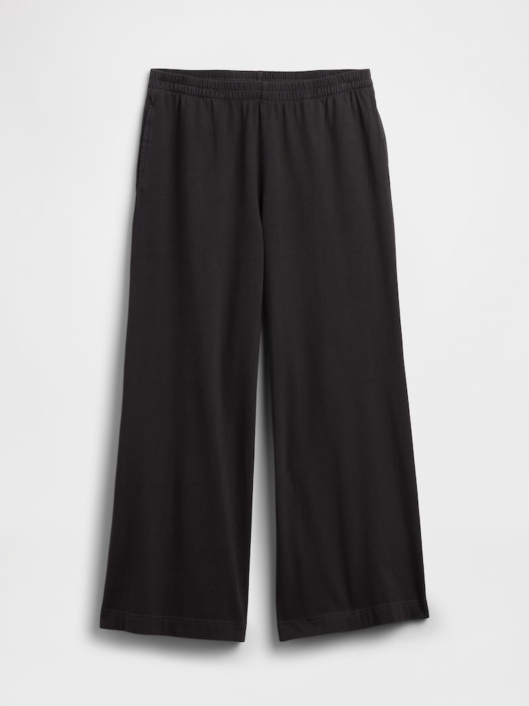 Heavyweight Pull-On Wide-Leg Crop Pants