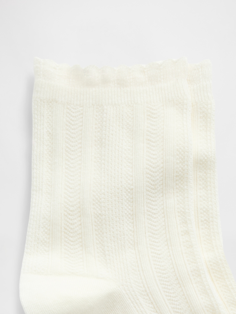 Pointelle Half Crew Socks