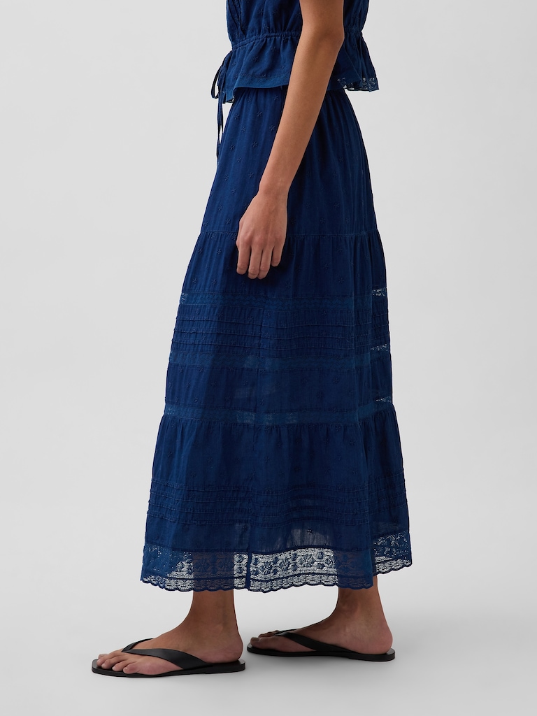 Lace-Trim Maxi Skirt