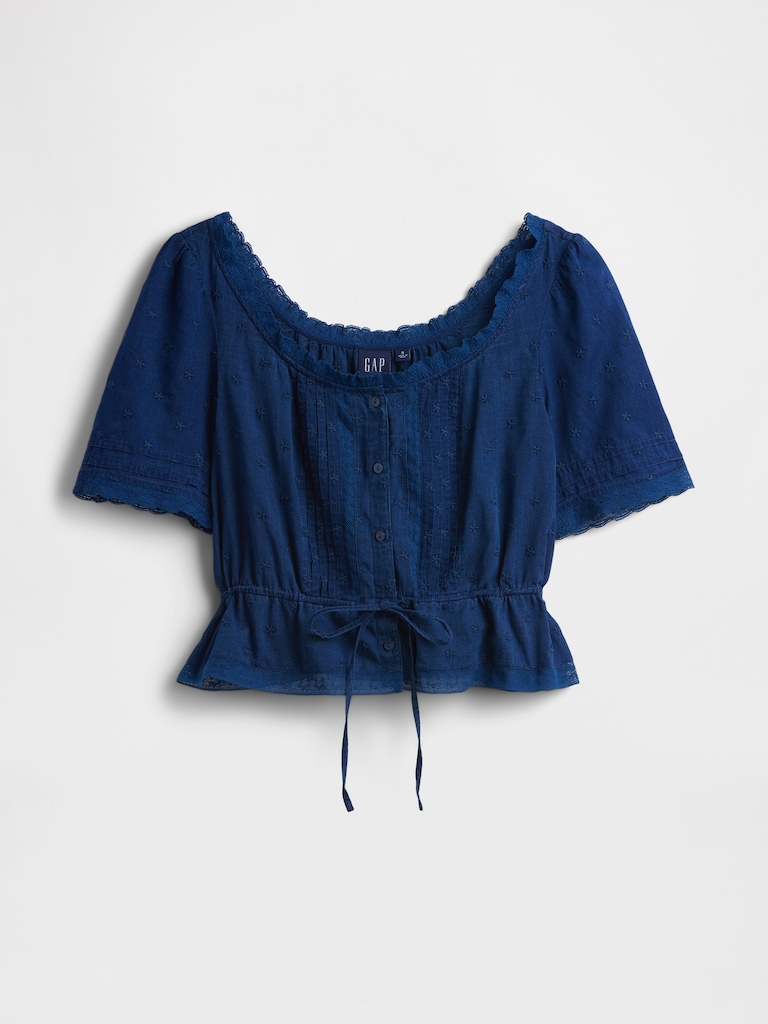 Lace-Trim Peplum Top