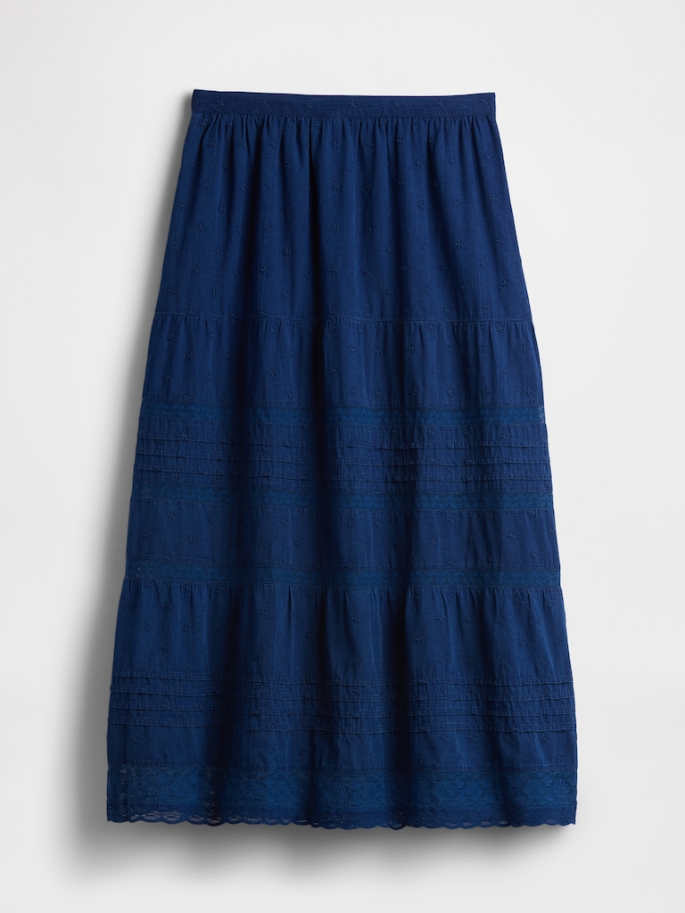 Lace-Trim Maxi Skirt