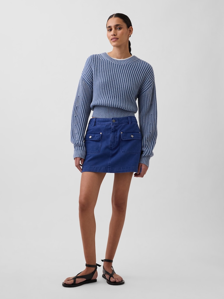 Mid Rise Cargo Mini Skort