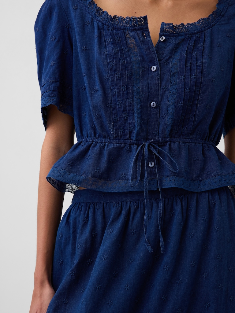 Lace-Trim Peplum Top