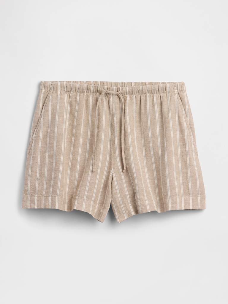 4" High Rise Pull-On Linen-Blend Shorts