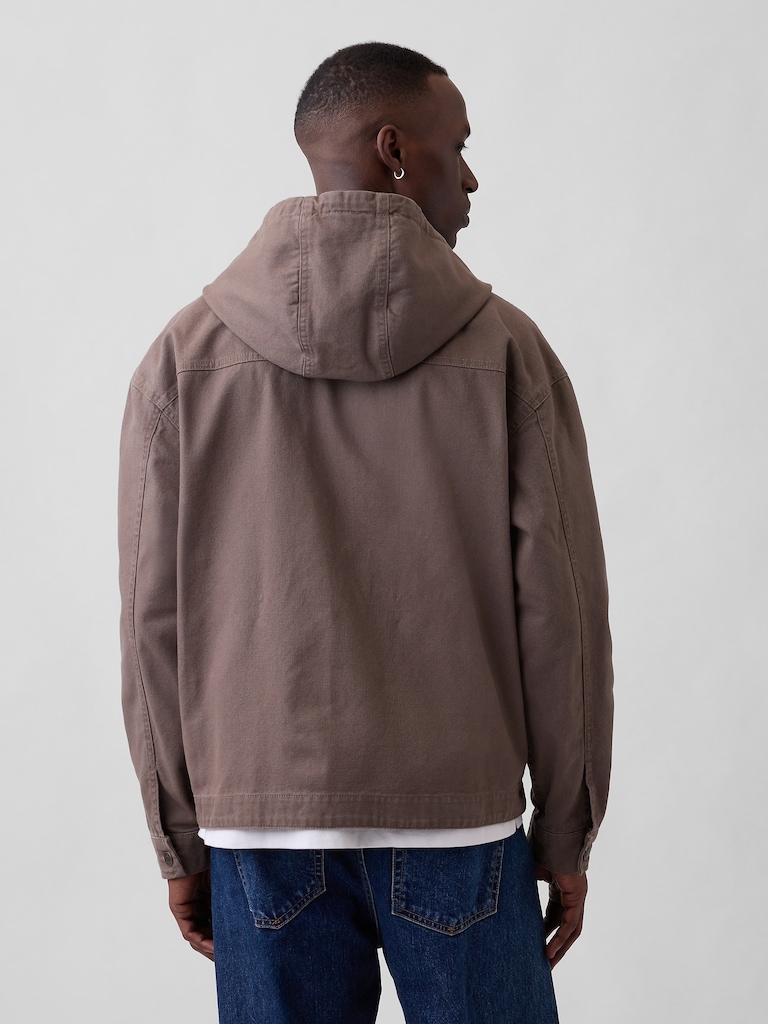 Oversized Hooded Canvas Utility Jacket