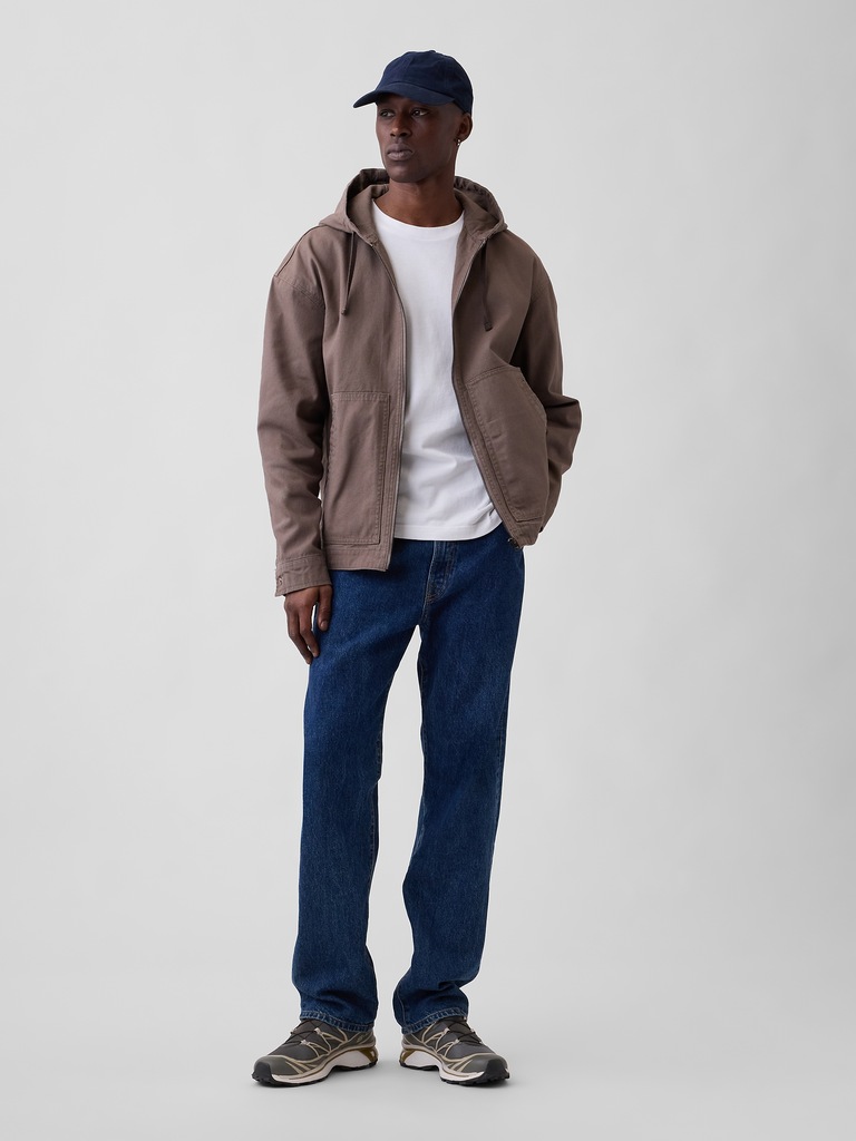 Oversized Hooded Canvas Utility Jacket