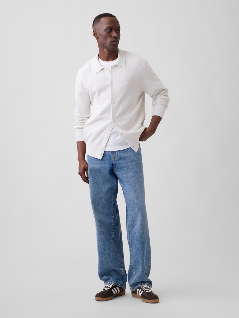 Textured Button-Up Sweater