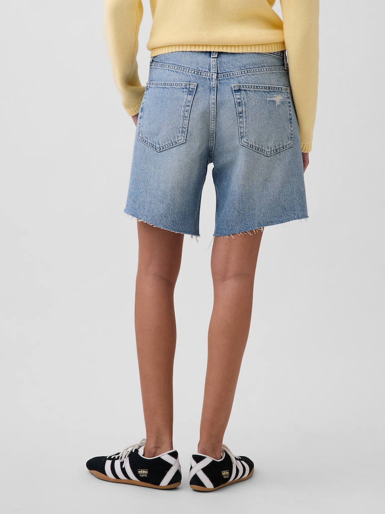 Mid Rise Loose Denim Bermuda Shorts