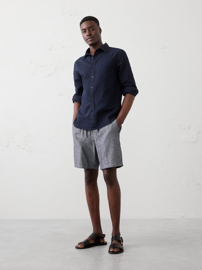 Slim-Fit Linen-Blend Shirt