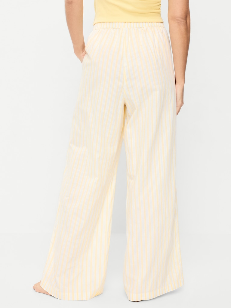Poplin Wide-Leg Pajama Pants
