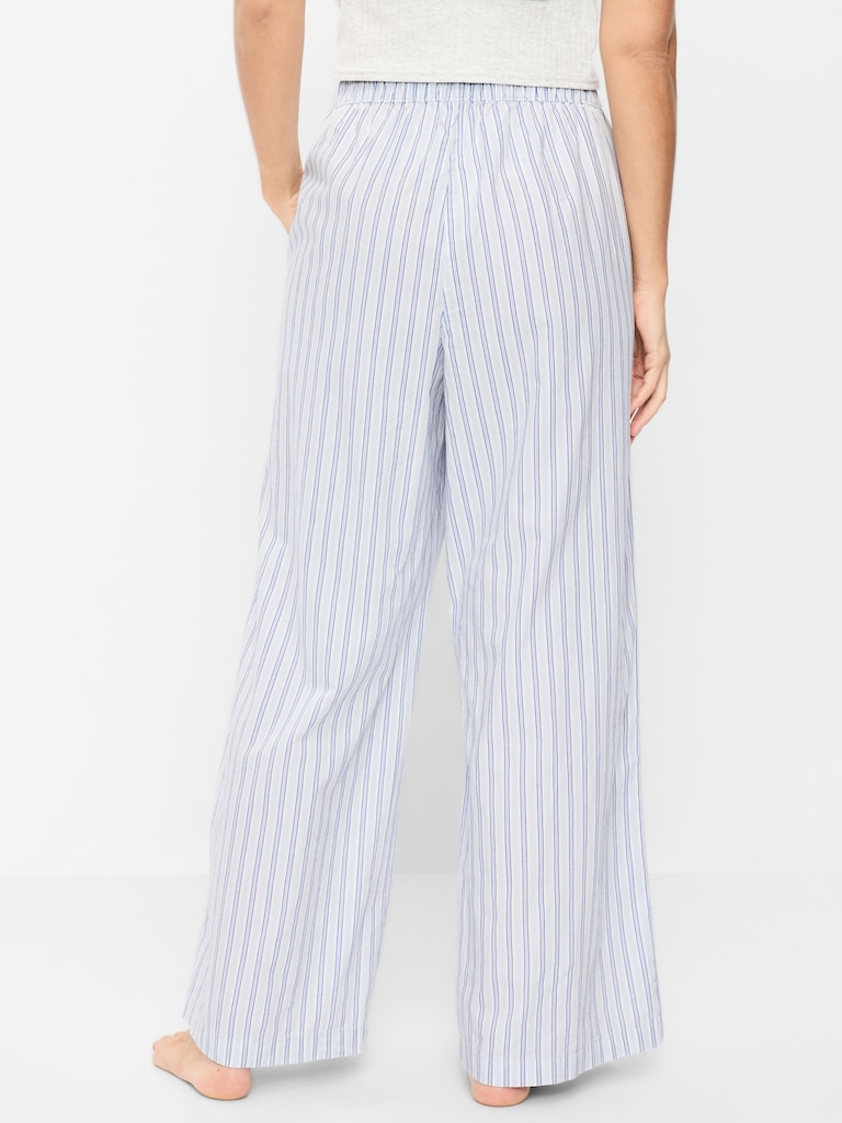 Poplin Wide-Leg Pajama Pants