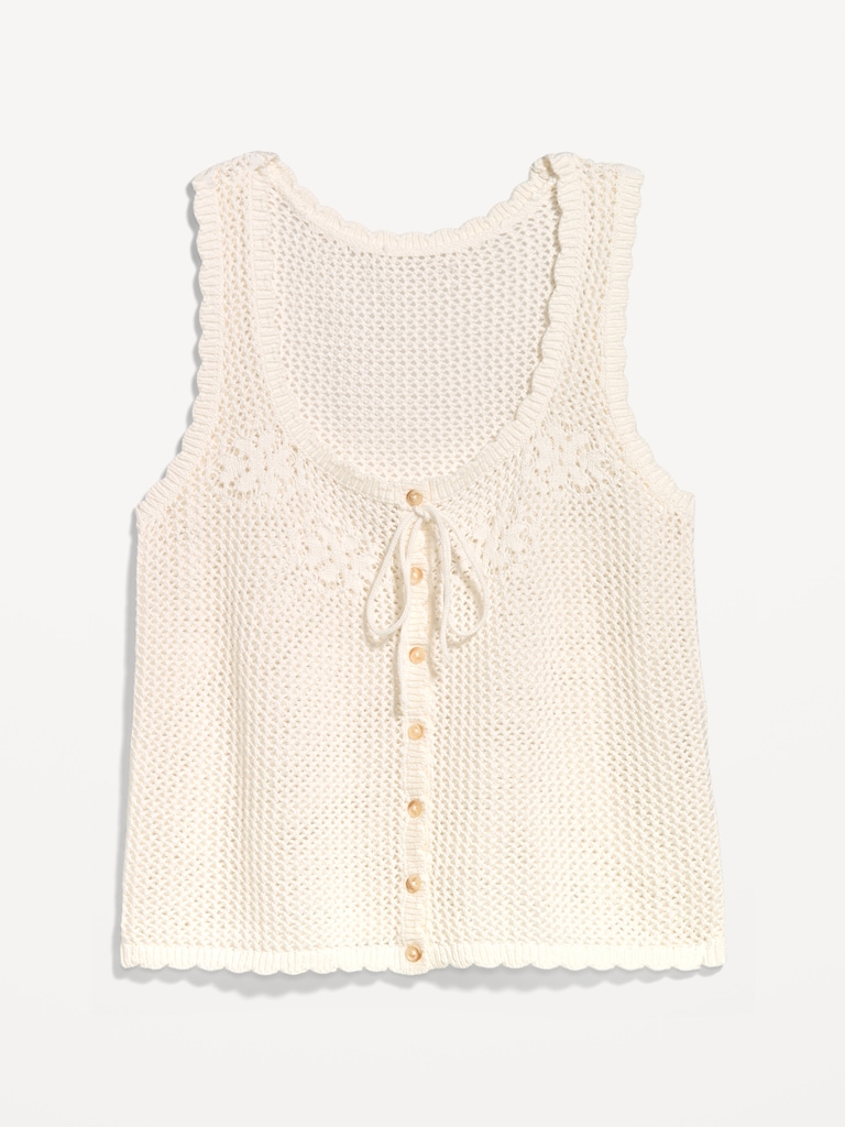 Sleeveless Seaside Cotton Crochet Tank Top