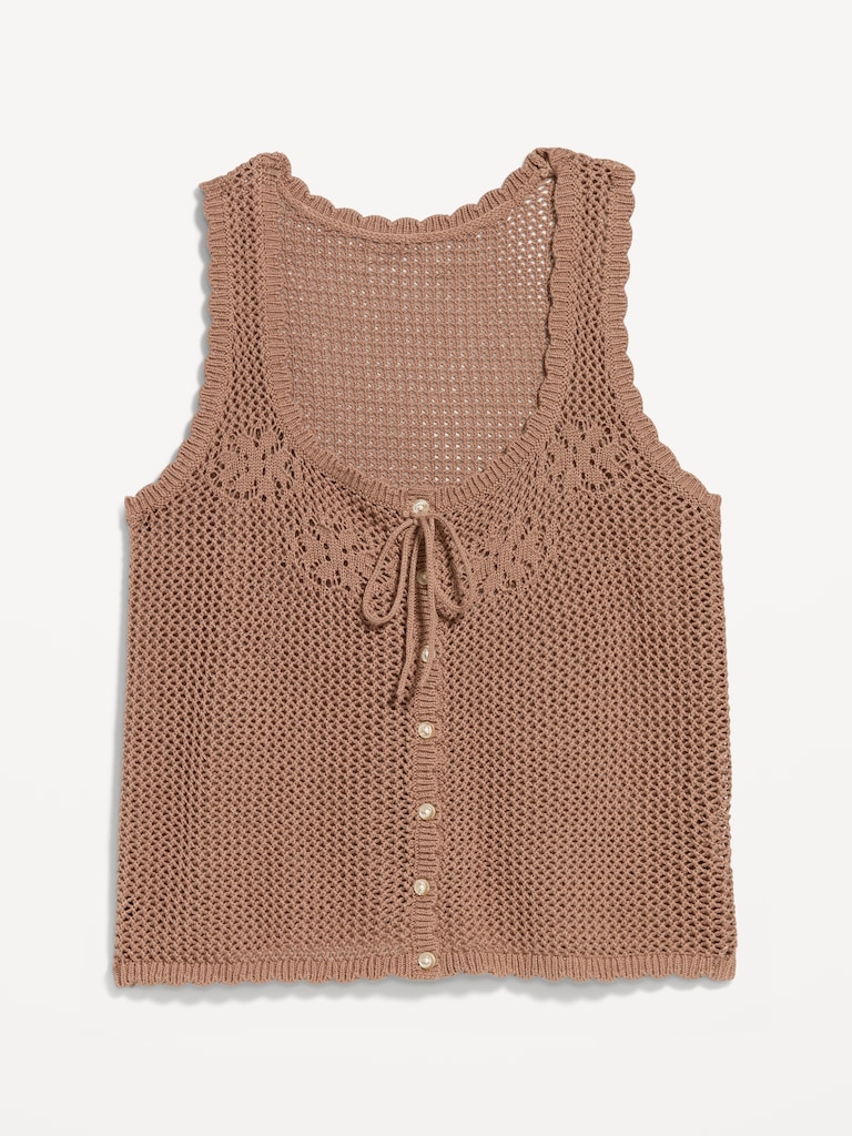 Sleeveless Seaside Cotton Crochet Tank Top