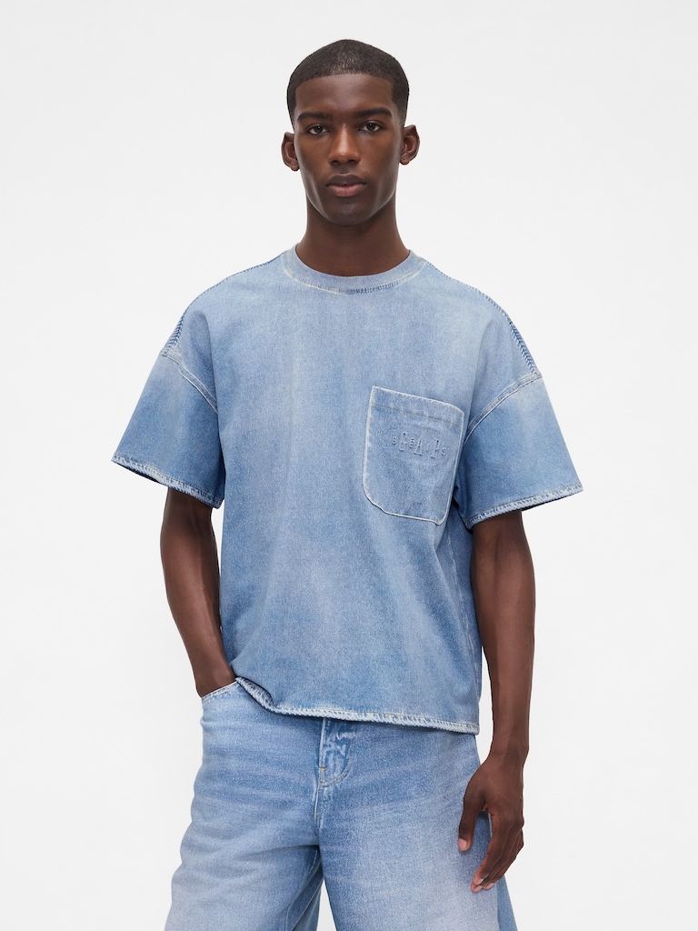 Gap × BÉIS Adult Knit Denim Pocket T-Shirt