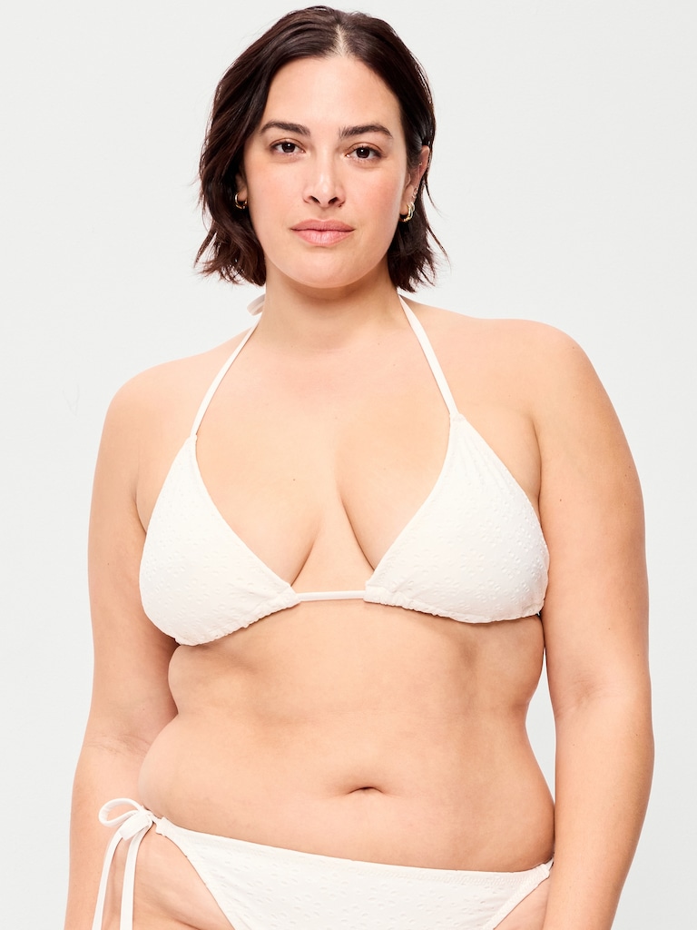 Eyelet Triangle String Bikini Swim Top