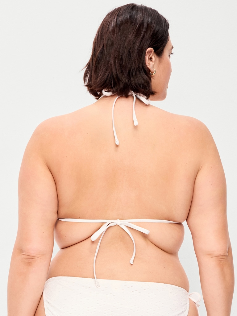 Eyelet Triangle String Bikini Swim Top