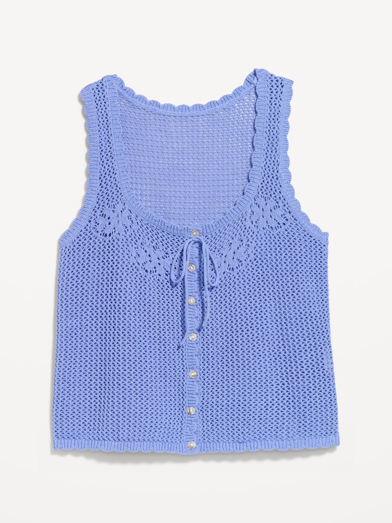 Sleeveless Seaside Cotton Crochet Tank Top