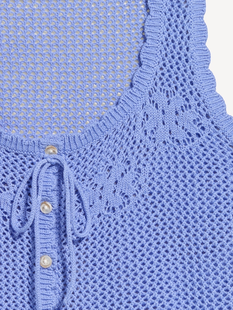 Sleeveless Seaside Cotton Crochet Tank Top