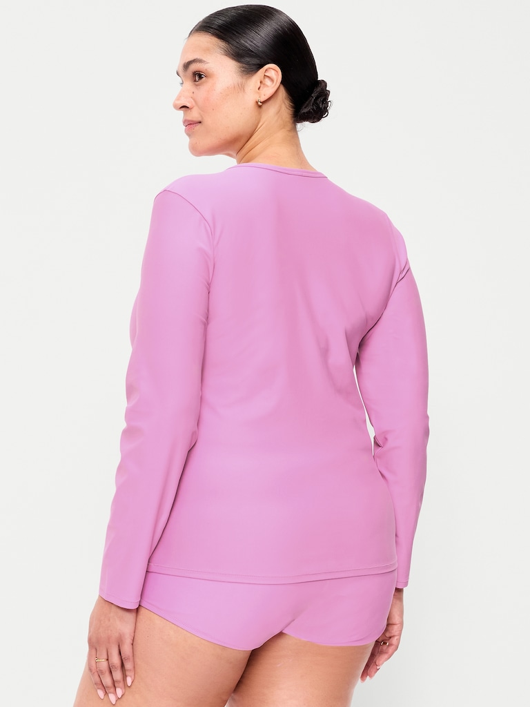 Long-Sleeve Matte Rashguard Swim Top