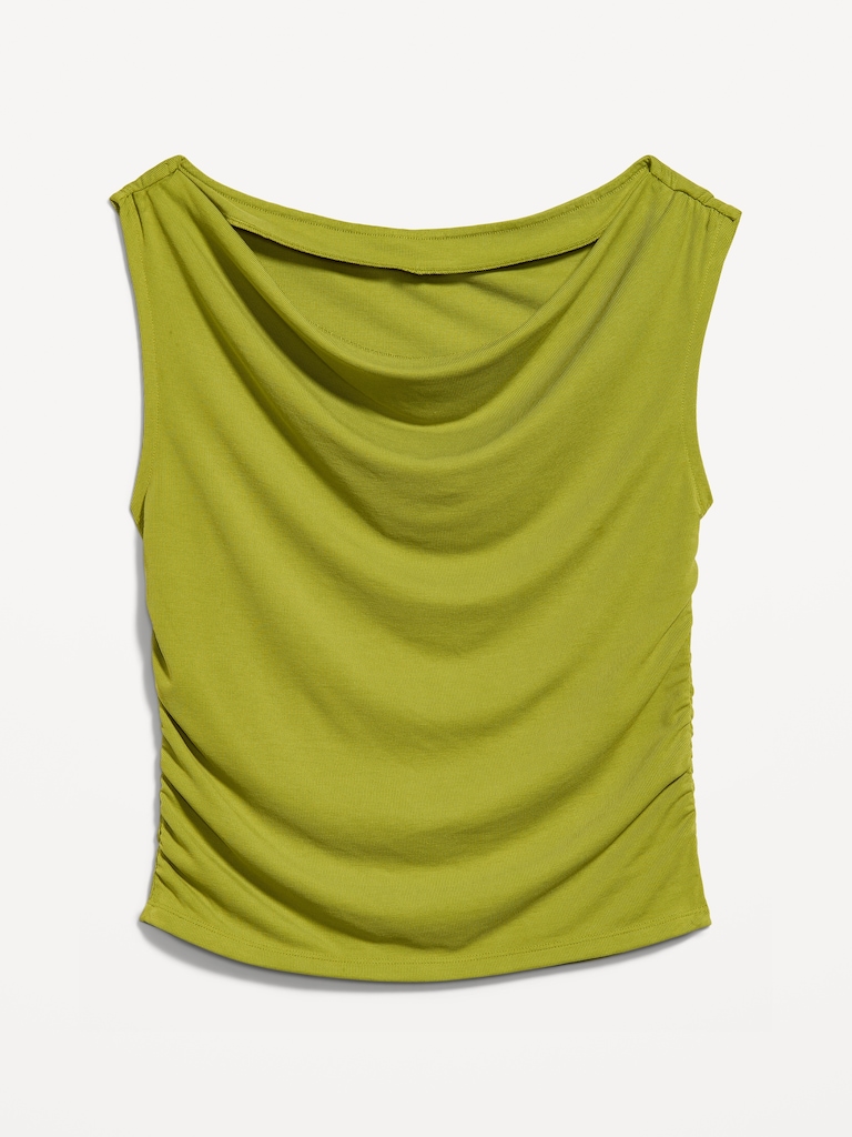 Slit-Neck Ruched Top