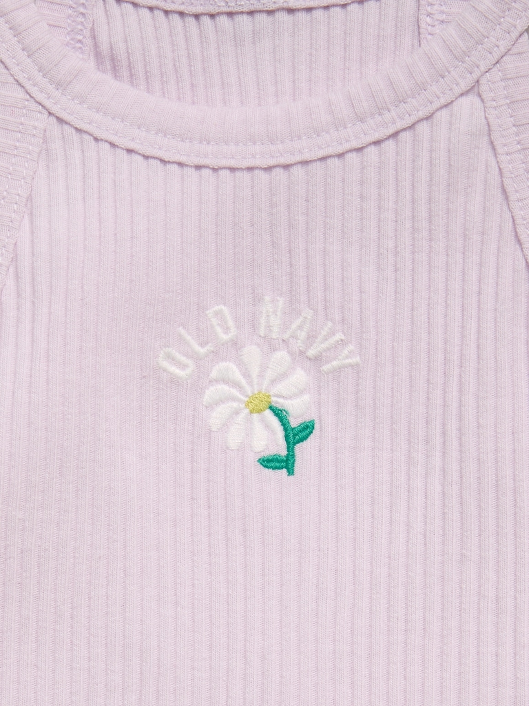 Fitted Ribbed Logo-Graphic Halter Tank Top for Toddler Girls