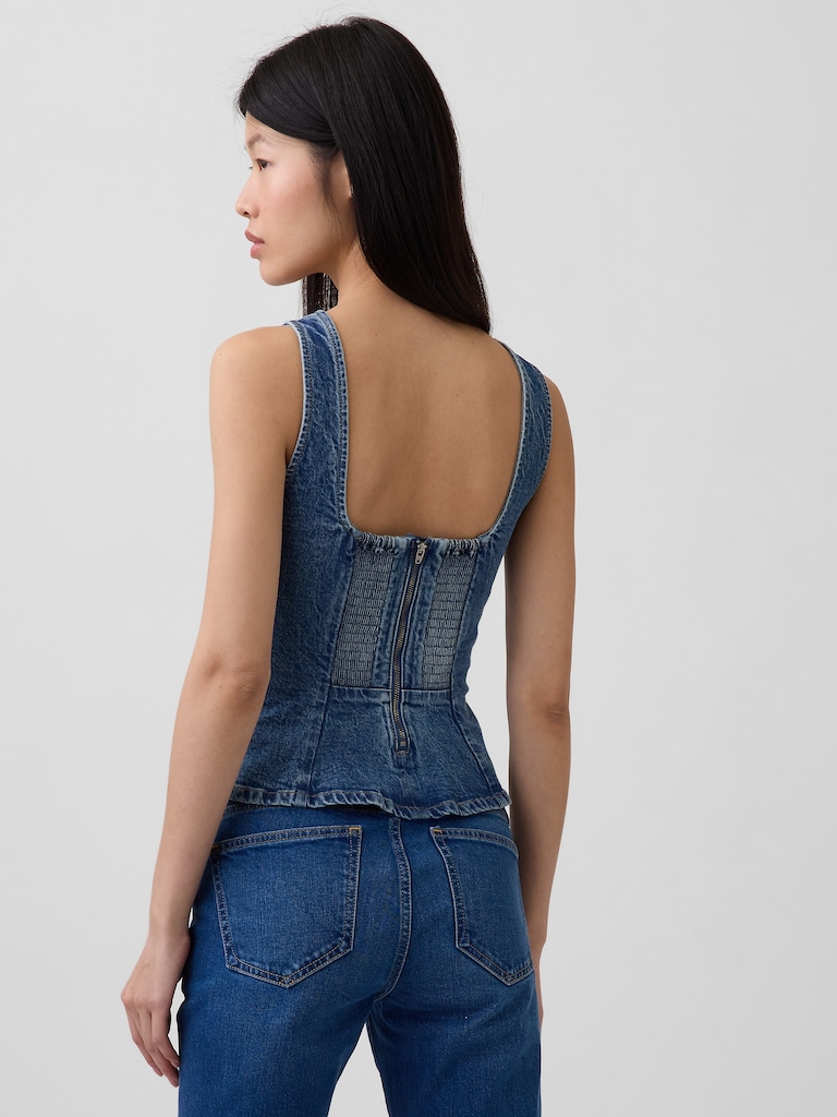 Denim Fitted Peplum Top