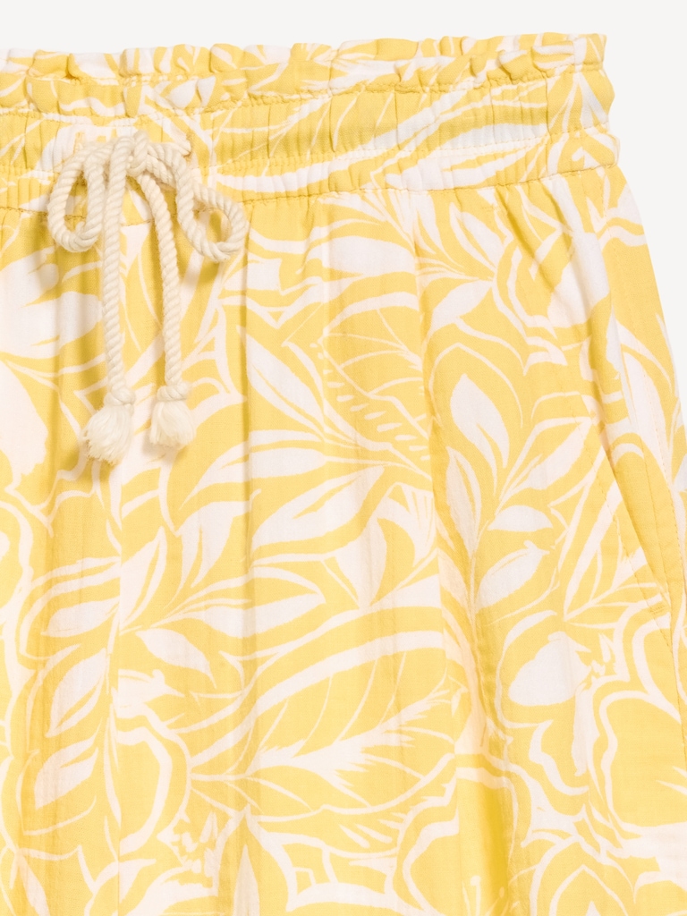 High-Waisted Crinkle Gauze Barrel Ankle Pants