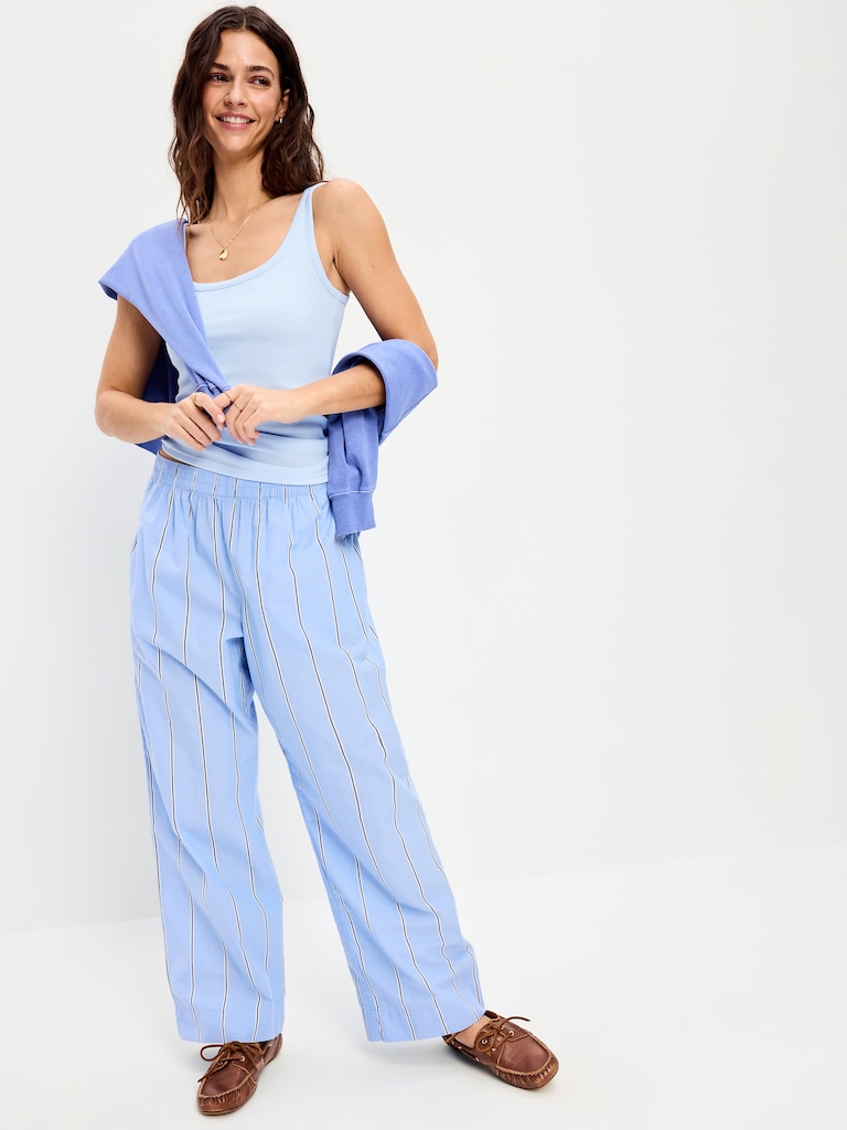 First-Layer Ribbed Scoop-Neck Tank Top