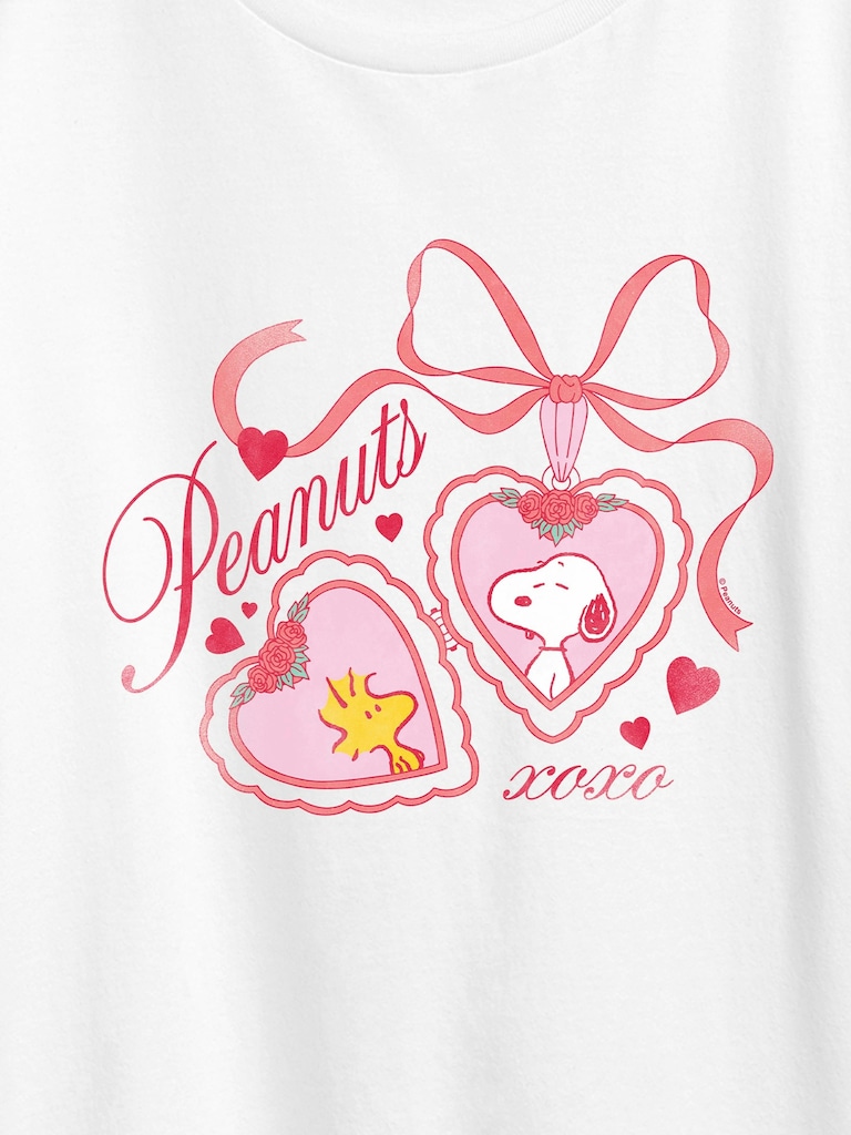 Peanuts Snoopy Woodstock Heart Locket Short Sleeve Graphic T-Shirt