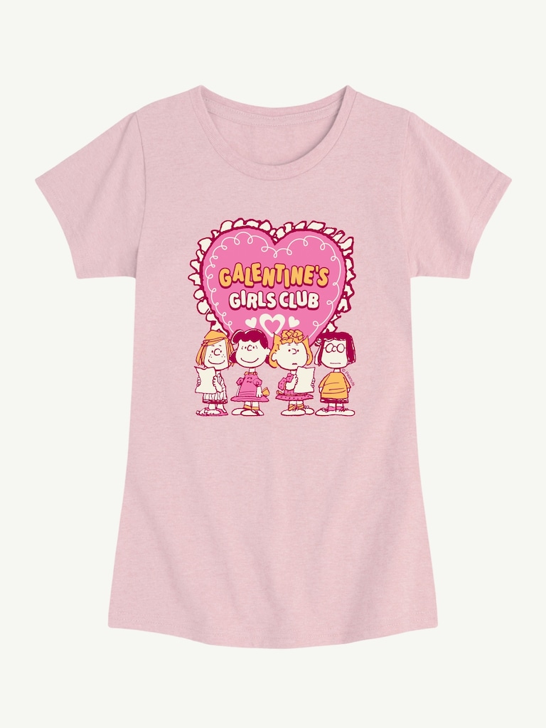 Peanuts Galentines Girls Club Short Sleeve Graphic T-Shirt For Girls