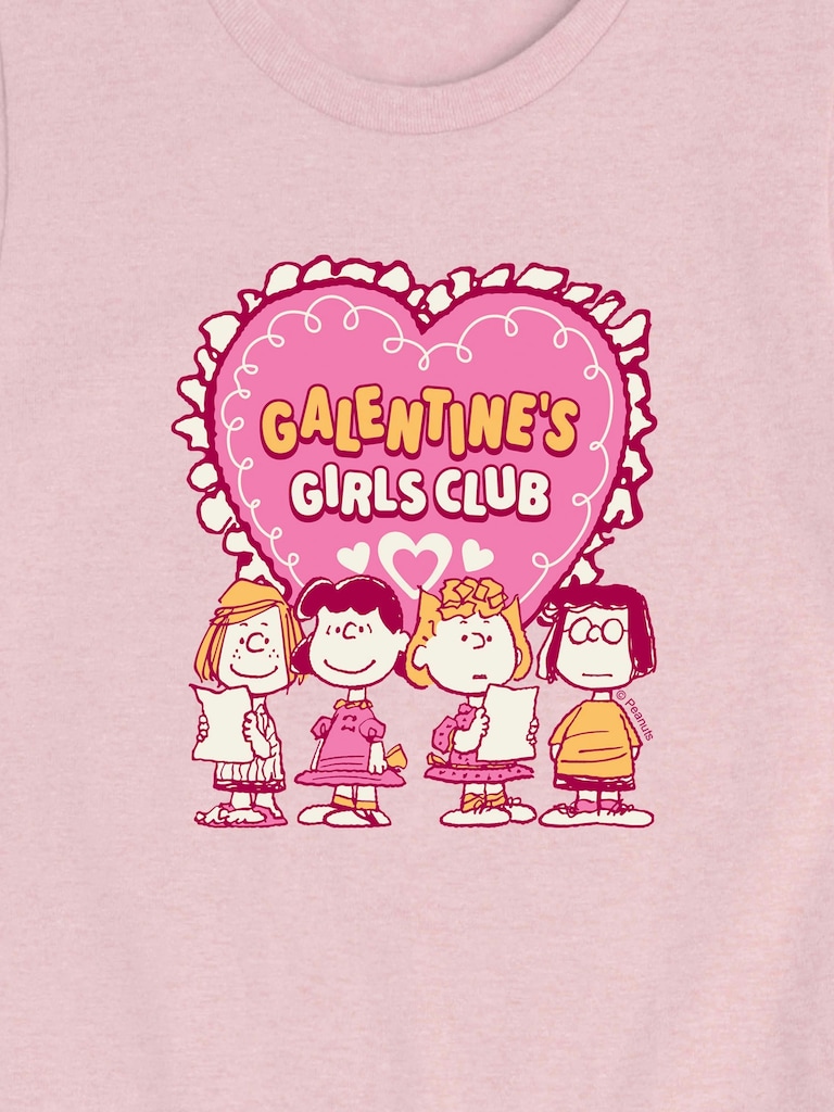 Peanuts Galentines Girls Club Short Sleeve Graphic T-Shirt For Girls