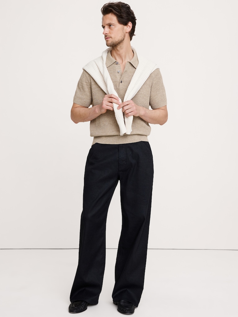Loose Italian Linen-Cotton Pull-On Pant