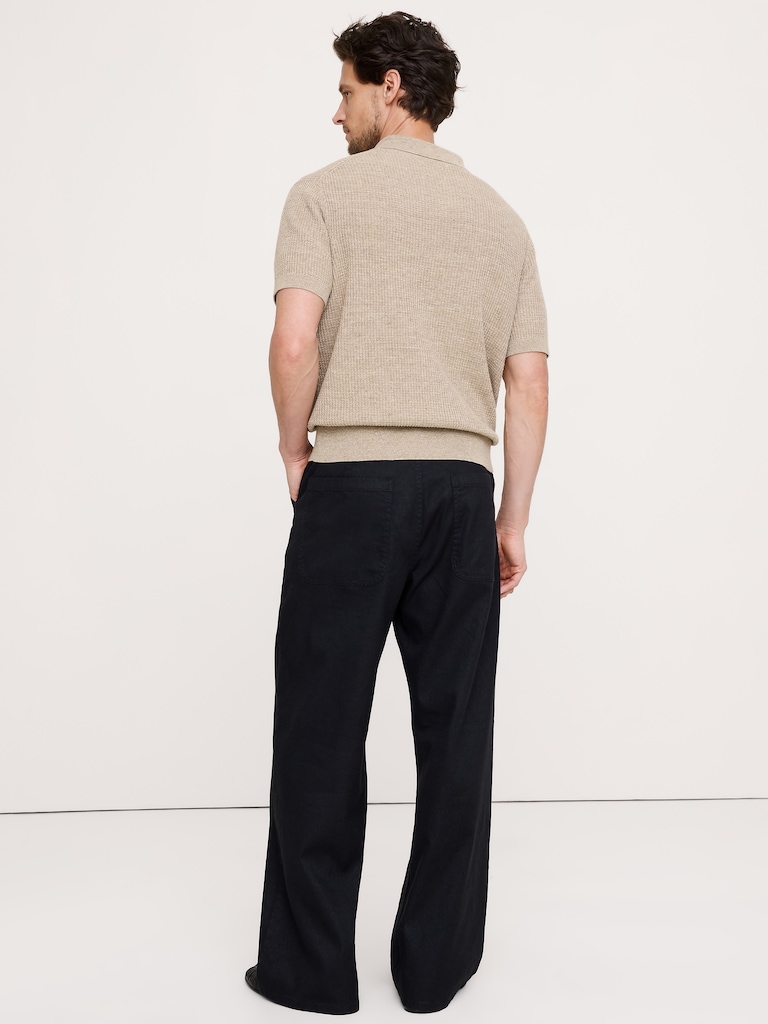 Loose Italian Linen-Cotton Pull-On Pant