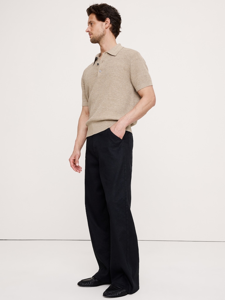Loose Italian Linen-Cotton Pull-On Pant