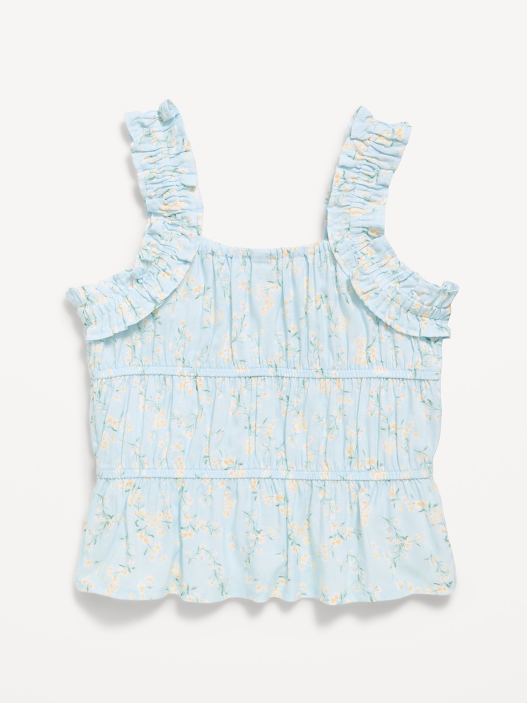 Printed Sleeveless Ruffled Top for Girls