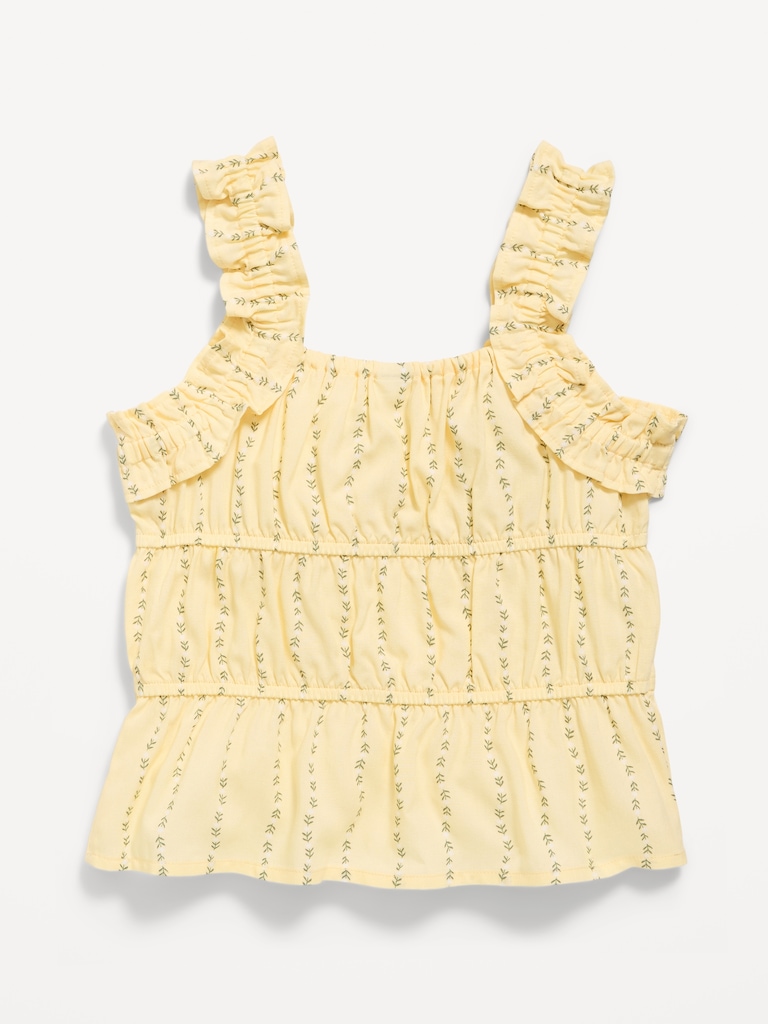 Printed Sleeveless Ruffled Top for Girls