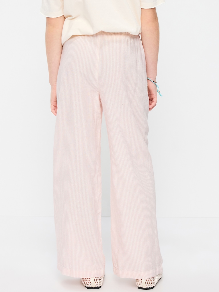 Striped Linen-Blend Wide-Leg Pants for Girls