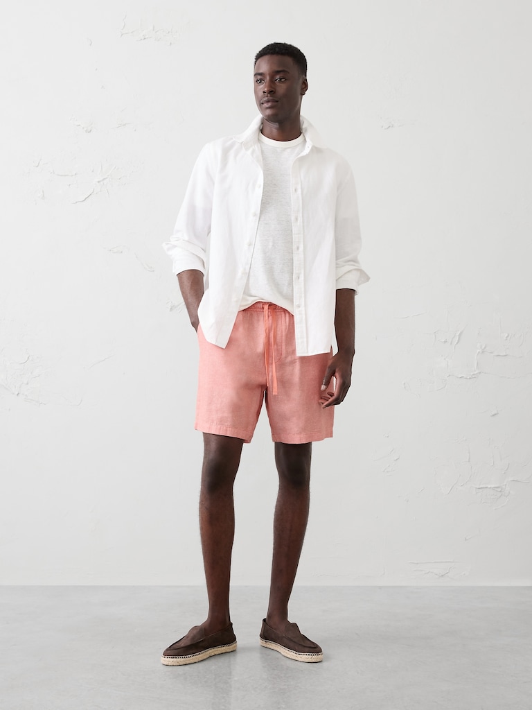 Standard-Fit 7" Linen-Blend Deck Short