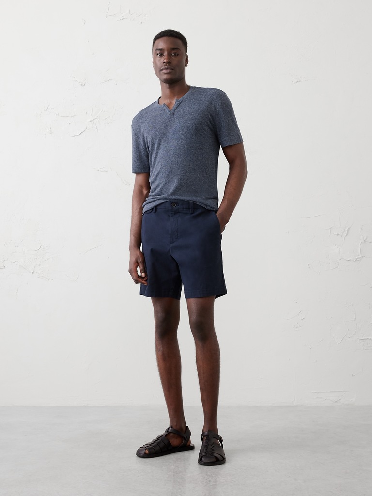 Standard-Fit Linen-Blend Notch T-Shirt