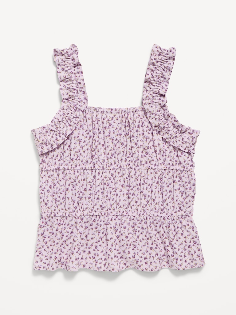Printed Sleeveless Ruffled Top for Girls