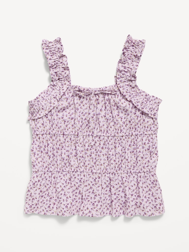 Printed Sleeveless Ruffled Top for Girls
