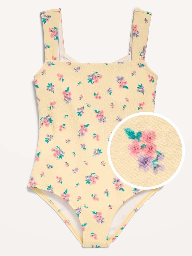 Printed Cross-Back One-Piece Swimsuit for Girls