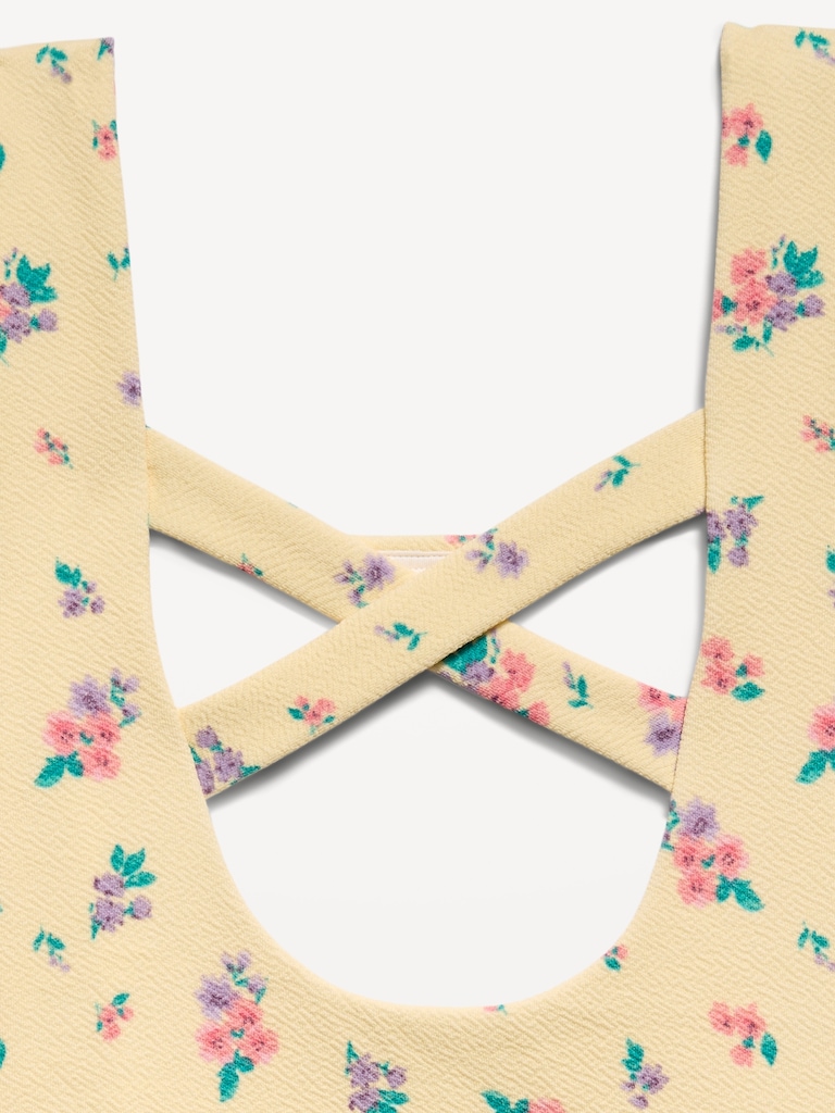 Printed Cross-Back One-Piece Swimsuit for Girls