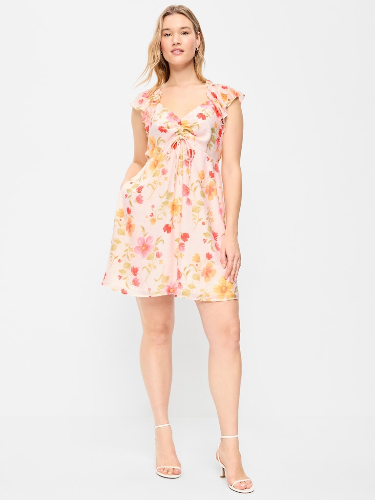 Flutter-Sleeve Fit & Flare Mini Dress