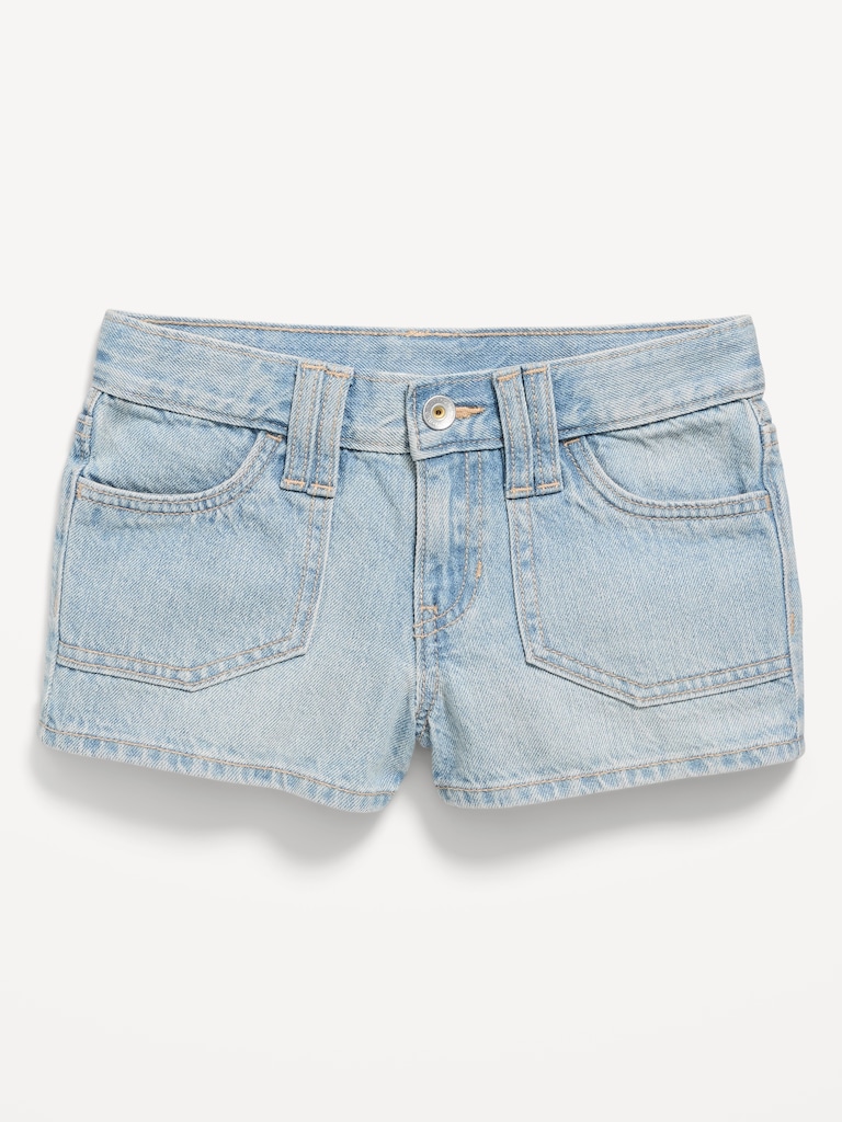 Low-Rise Utility Jean Shorts for Girls