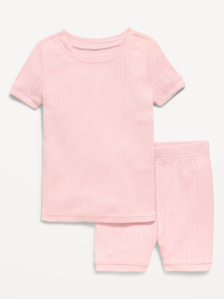 Snug-Fit Pointelle-Knit Pajama Set for Toddler & Baby