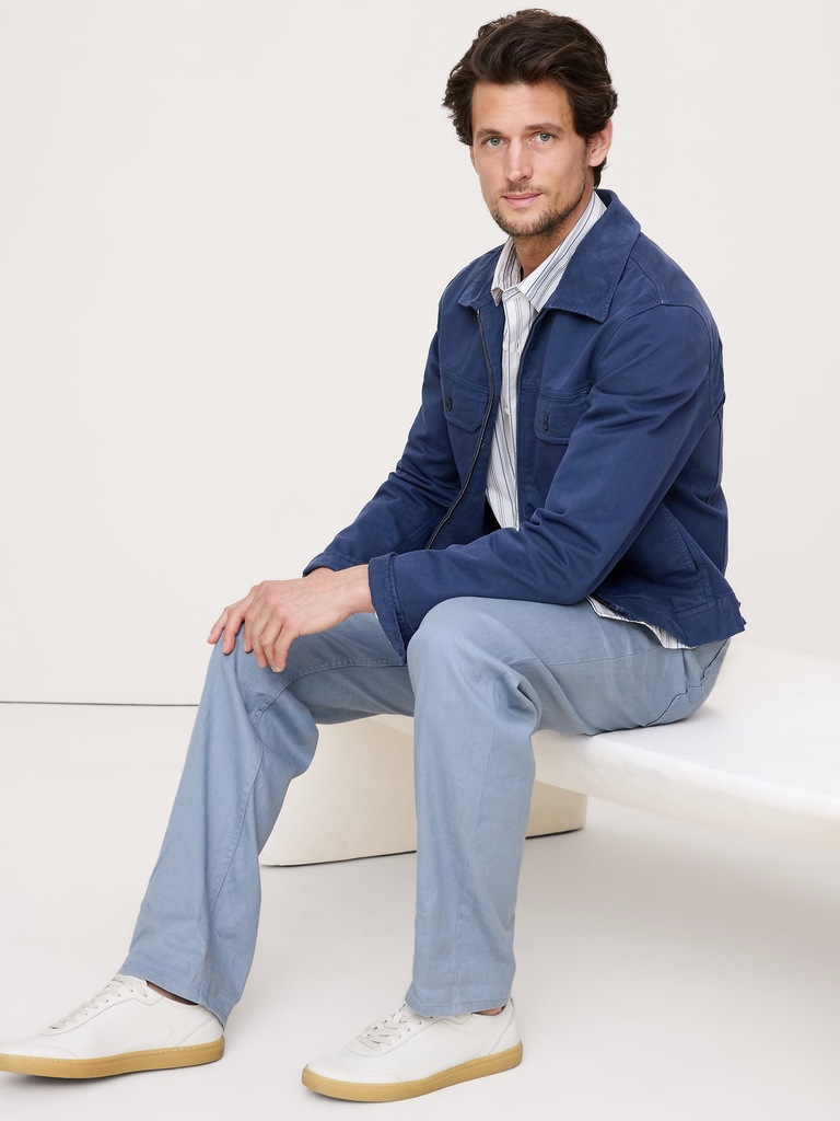 Straight Linen-Cotton Traveler Pant