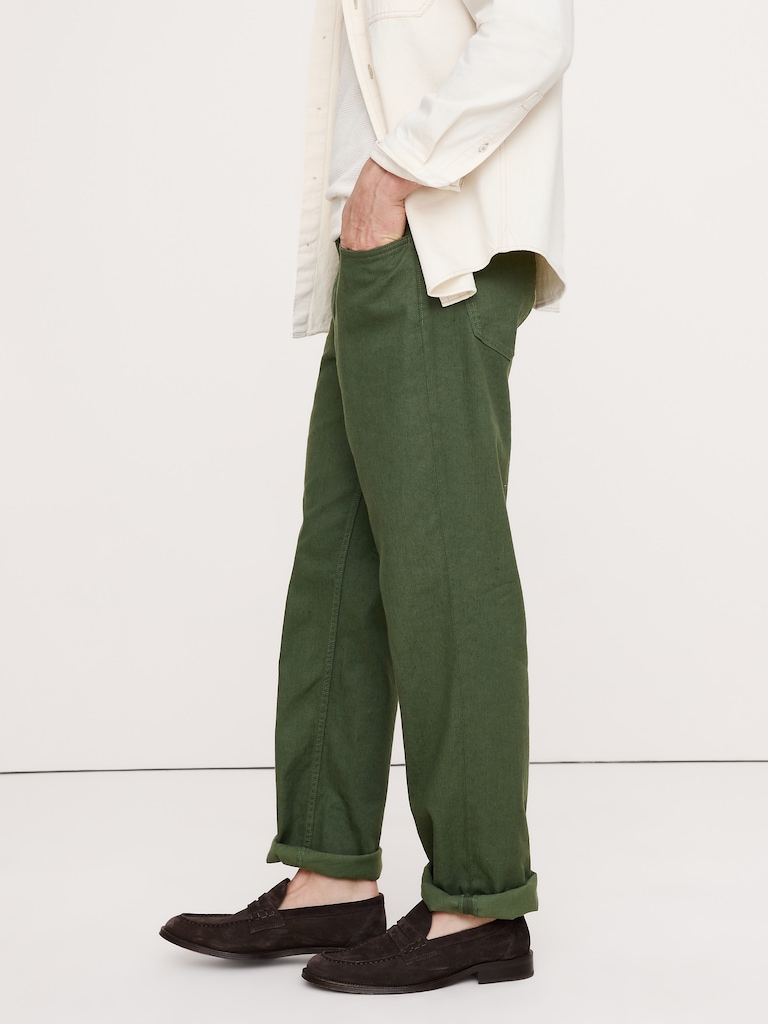 Straight Linen-Cotton Traveler Pant